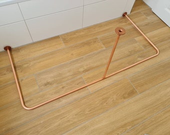 Tringle à rideau de douche minimaliste en cuivre pour baignoire, réalisée sur mesure