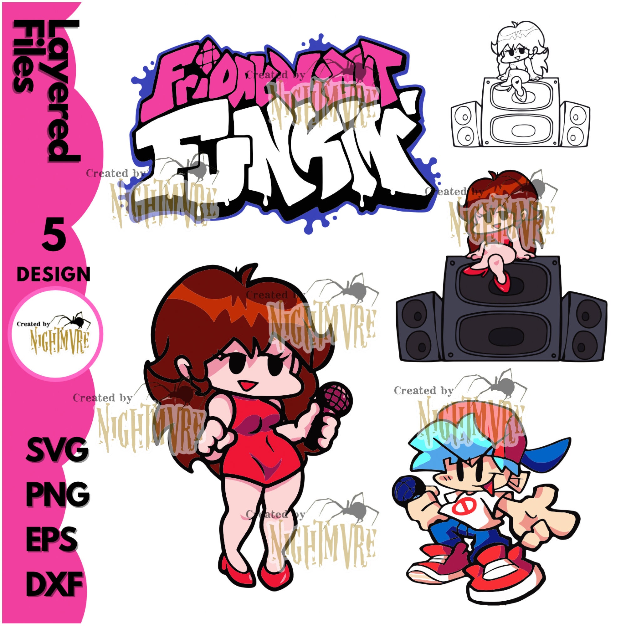 Friday Night Funkin Characters Fnf Boyfriend Girlfriend Etsy Ireland