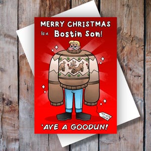 Carte de Noël à un fils Bostin.  Dialecte du Black Country.