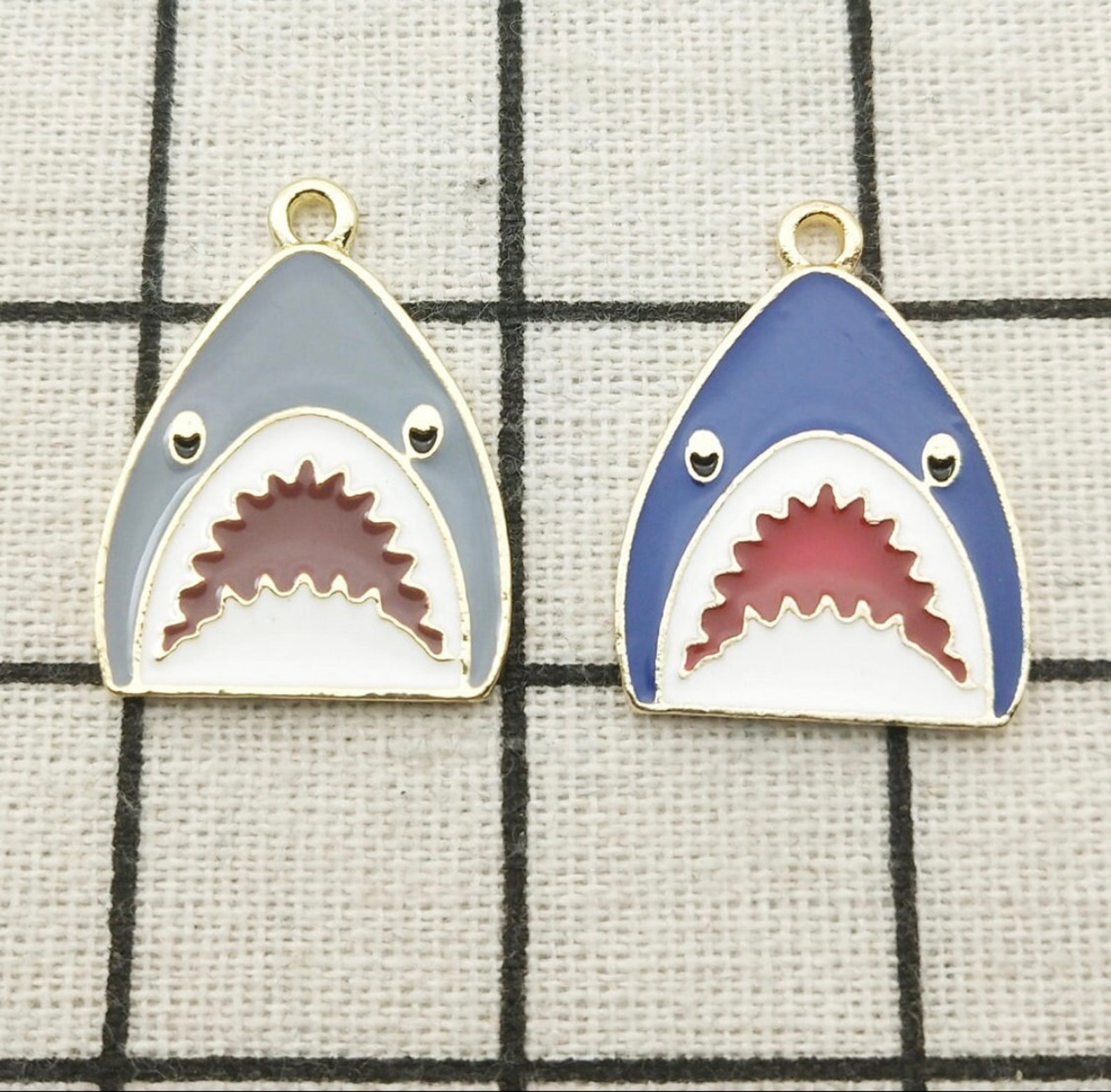 Gold Toned Enamel Great White Shark Animal Ocean Dangly Dangle Earrings ...