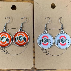 Silver Toned The Ohio State University Buckeyes Buckeye OSU dangle earrings