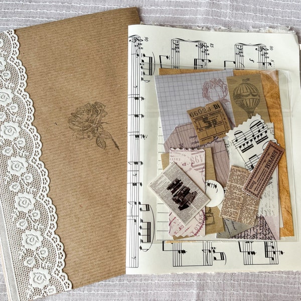 Vintage Papier Set | Alte Buchseiten |Junk Journal Kit | Old Paper | Scrapbook Kit | Ephemera Pack