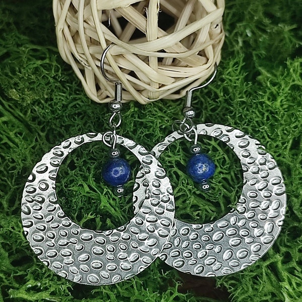 Boucles d'oreilles façon créoles - Lapis Lazuli