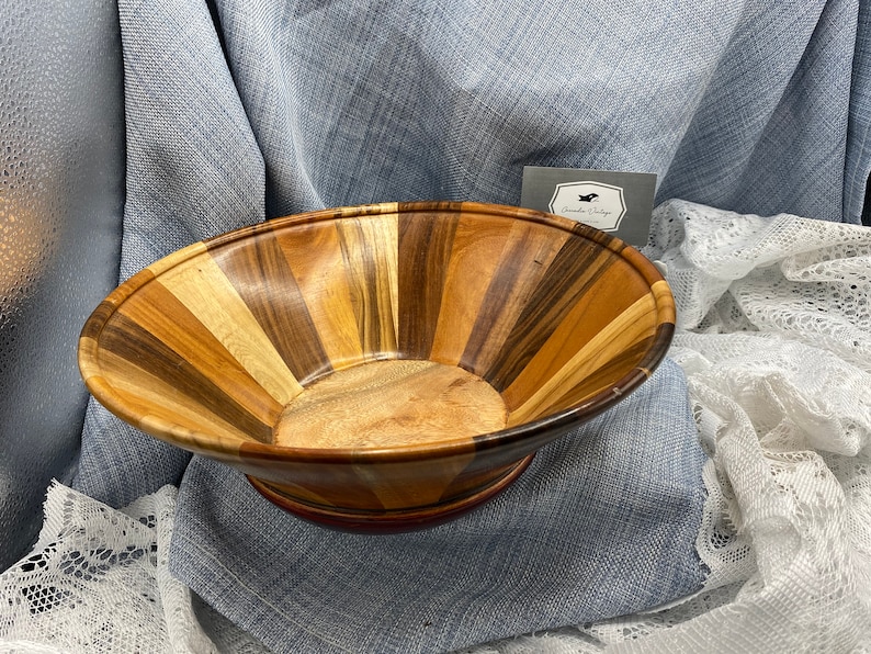 Stunning 12 Multi-tonal Wooden Serving Bowl