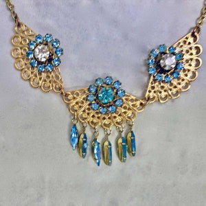 Vintage Swarovski Crystal and Filigree Statement Necklace A Repurposed Original One of a Kind