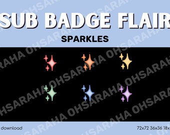 Pastel Twitch Sub Badge Flair - Cute Sparkle Star / Kawaii / Streamer / Rainbow / Aesthetic / Star