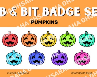 Twitch Sub Badges / Bit Badges / Pumpkin Collection / Halloween / Rainbow / Streamer / Jack-o’-Lantern