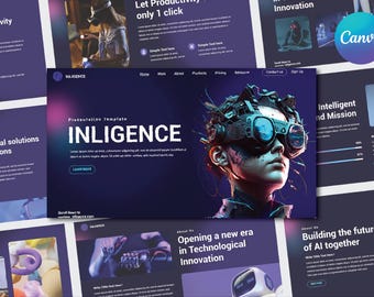 Canva Presentation Template /  Pitch deck / Fully editable with a guide / Futuristic design / Mockups Diagrams /  PowerPoint / Google Slides