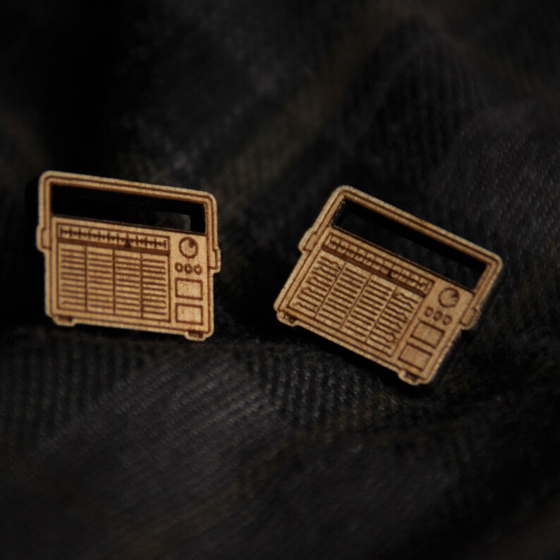 Old Fashioned Transistor Radio Jewellery Retro Style Music Earrings Radio Stud Earrings