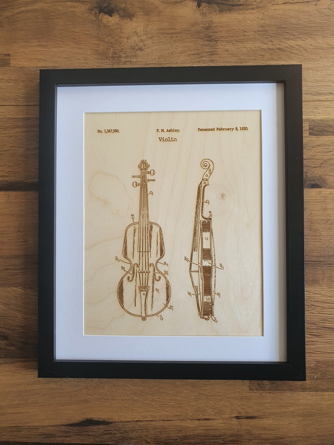 Framed Violin Patent Print on Wood Violin Music Framed Picture - Etsy
