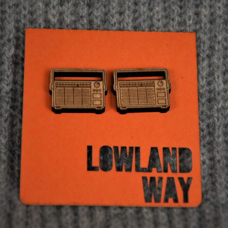 Old Fashioned Transistor Radio Jewellery Retro Style Music Earrings Radio Stud Earrings