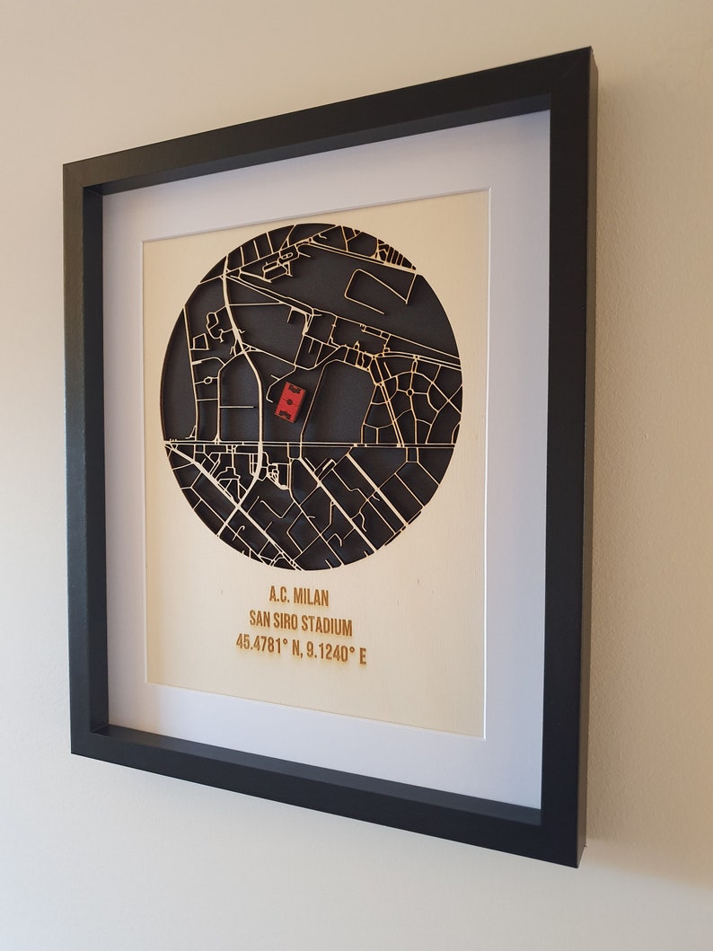 Wooden San Siro Stadium 3D Map AC Milan Map Wood Cut Football Stadium Maps Etsy