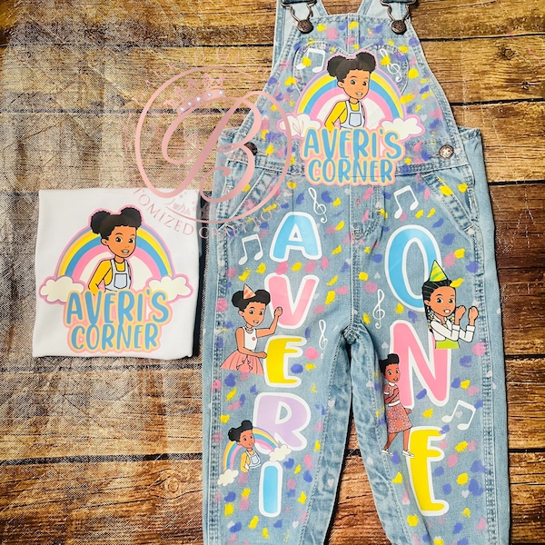 Custom Overalls, Kids Birthday Party Set, Kids Birthday outfit, Custom Kids Birthday, Birthday Sets,