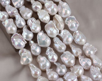 11-12X13-15MM High Luster Baroque Pearls,Natural White Pearls,High Quality Freshwater Cultured Pearl,Wedding Pearl-16inches-31pcs-YHZ002-24