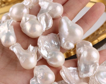 18-20×25-28mm AA Genuine White Freshwater Pearl,Cultured Irregular Pearls Supply,DIY Pearls Necklace,Christmas Gift-16inches-15pcs-YHZ002-8