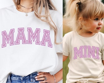 Mama Mini SVG PNG, camisas de mamá y yo a juego, varsity mama mini, mamá y bebé, camisas familiares, mama mini varsity svg png