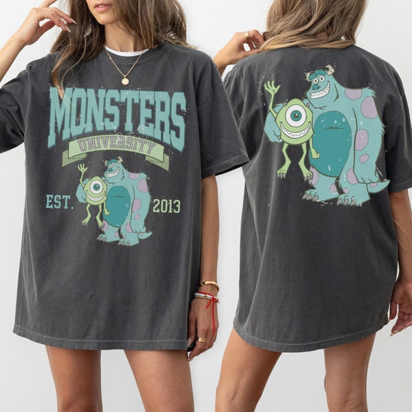 Monster Universität PNG, Retro Monster Design, Vintage Monster inc, mike und sully Shirt, doppelseitige Monster, zwei seitliche Monster