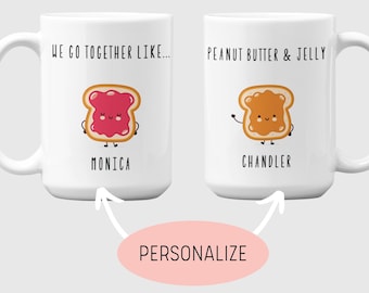 Personalized Mugs | Peanut Butter and Jelly | Valentines Da, Couples or Best Friends | Anniversary | Matching Best Friend Gift Ideas