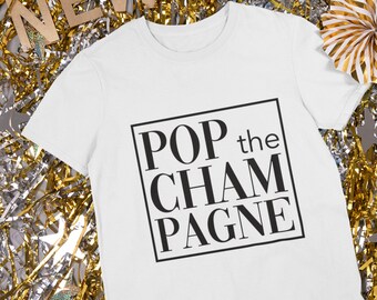Champagne New Years Eve T-Shirt |Celebrate | Dress Up For The New Year | Sparkly T-Shirt | Celebration of a Special Event or Holiday
