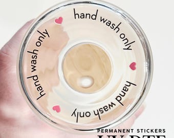 Hand Wash Only UV DTF Stickers for Libbey Glass Cup Care Glasses by the sheet - No Heat Needed - Ready to Ship Libby Glass Can Stickers