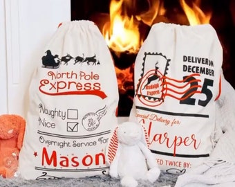 Saco de Papá Noel personalizado / Bolsa de Navidad / Decoración de Navidad / Regalo de Navidad para niños / Papá Noel / Saco gigante / Media personalizada