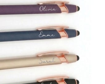 Personalized Soft Touch Rose Gold Pen, Rubberized Stylus Ballpoint Pen, Fancy Custom Pen, Gift Pens for Her, Engraved Custom Pen, Graduation