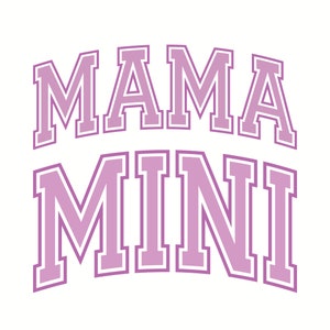 Mama Mini SVG PNG, camisas de mamá y yo a juego, varsity mama mini, mamá y bebé, camisas familiares, mama mini varsity svg png