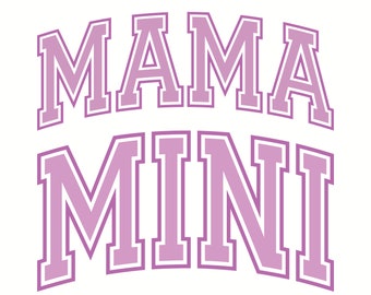 Mama Mini SVG PNG, camisas de mamá y yo a juego, varsity mama mini, mamá y bebé, camisas familiares, mama mini varsity svg png