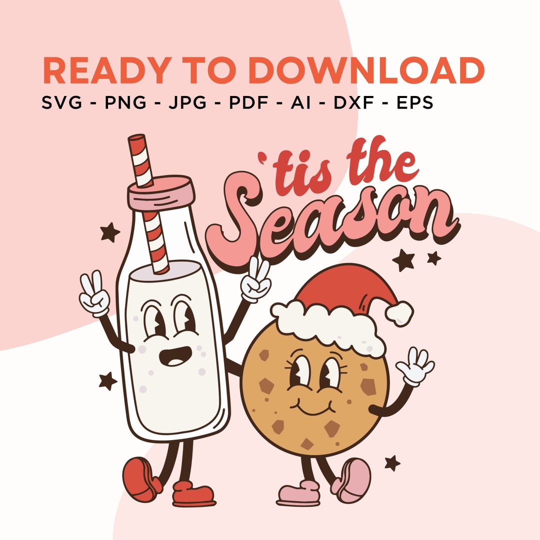 Christmas Milk and Cookies Svg, Cute Christmas, Retro Christmas, Cute