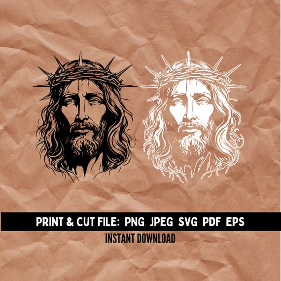 Jesus SVG, he is risen, Christian Easter, Easter Gift, Jesus SVG, Jesus Clip Art, Easter Svg, Christ, Outline Jesus Face Jesus clip art