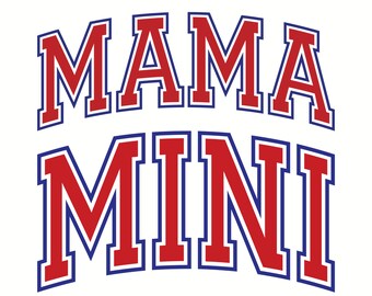 Mama Mini SVG PNG, camisas de mamá me a juego, varsity mama mini, mamá y bebé, camisas familiares, mama mini varsity svg png, camisas de mamá e hijo niño
