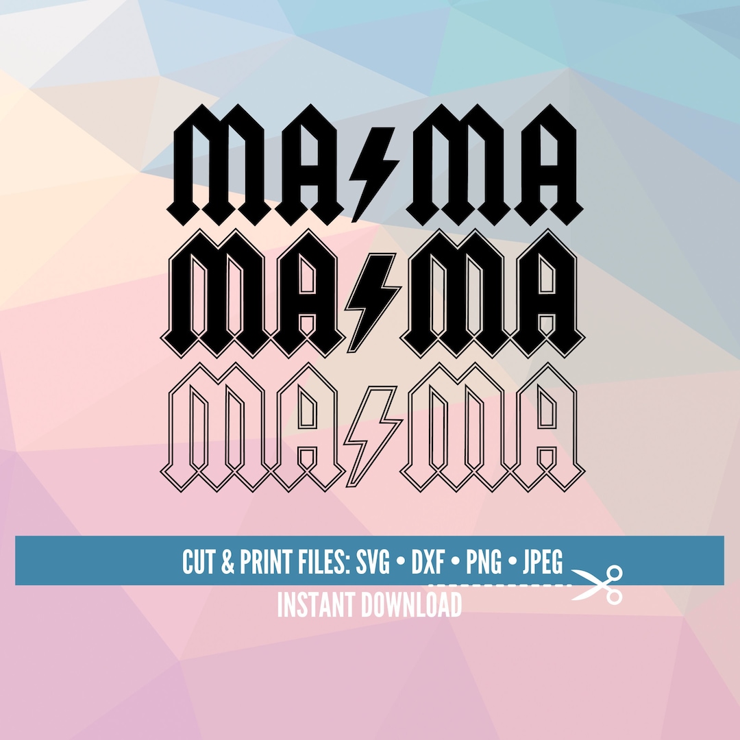 Mama Lightning Bolt SVG, Mama Svg, Mother's Day Svg, Rocker Mom Svg ...