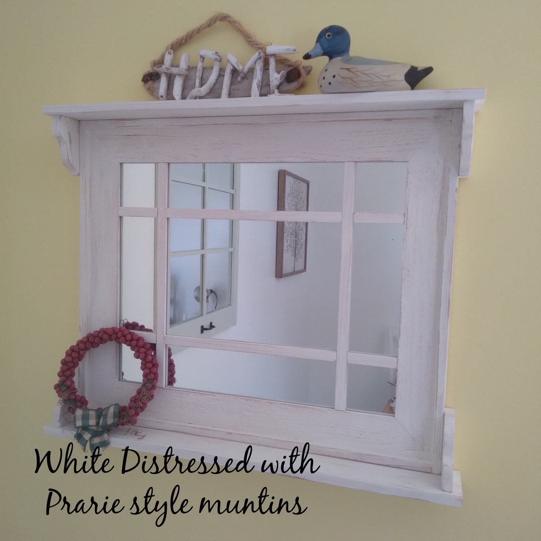 Farmhouse Mirror Hallway Mirror Mirror With Shelf Window Mirror Etsy