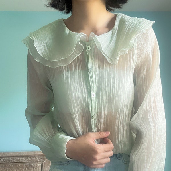 Vintage dress and blouse, Mint color, super cute dreamy dress and see-though blouse