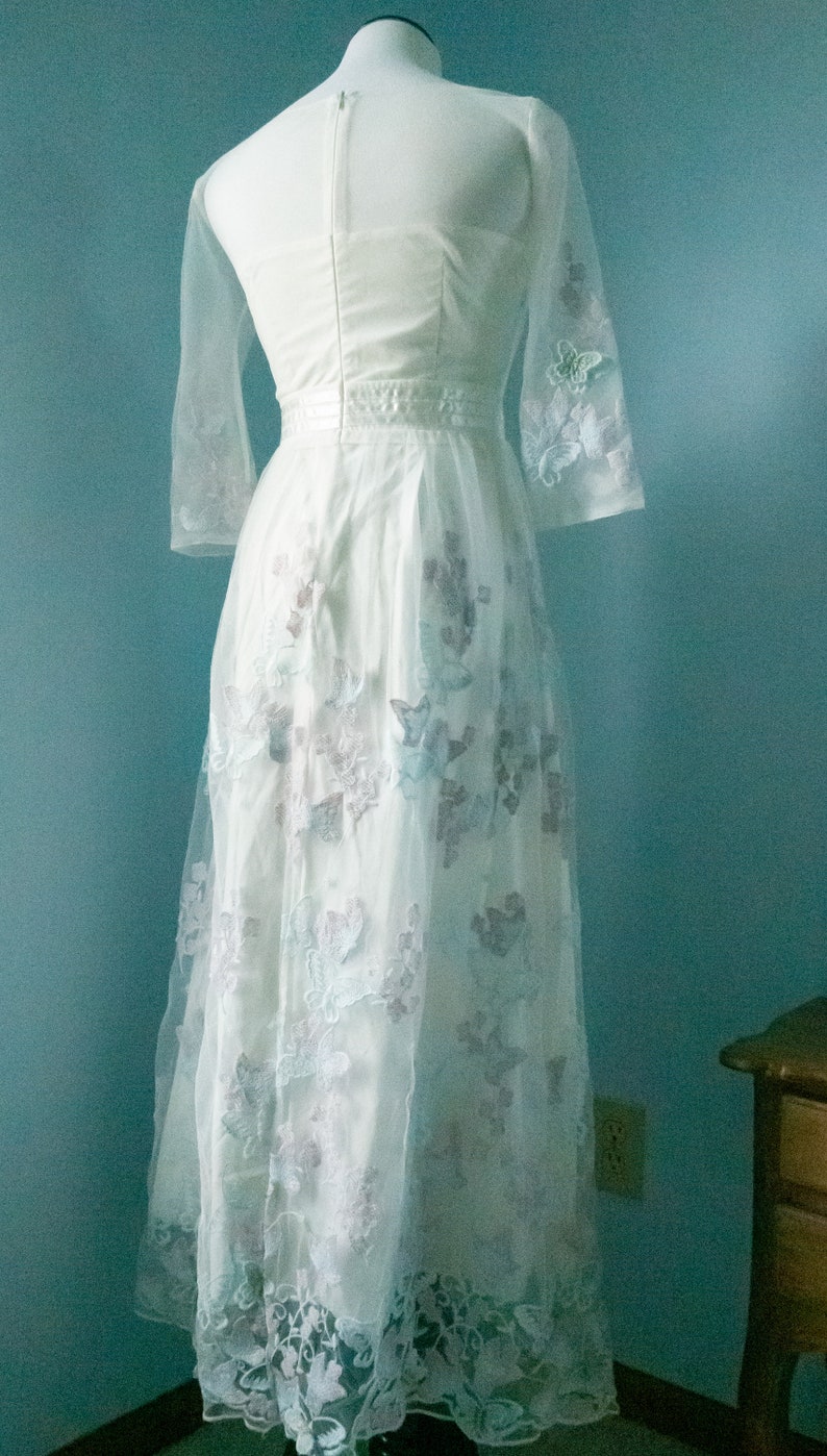 Vintage white dress, butterfly dress, dreamy flower butterfly dress image 10
