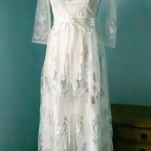 Vintage white dress, butterfly dress, dreamy flower butterfly dress image 7