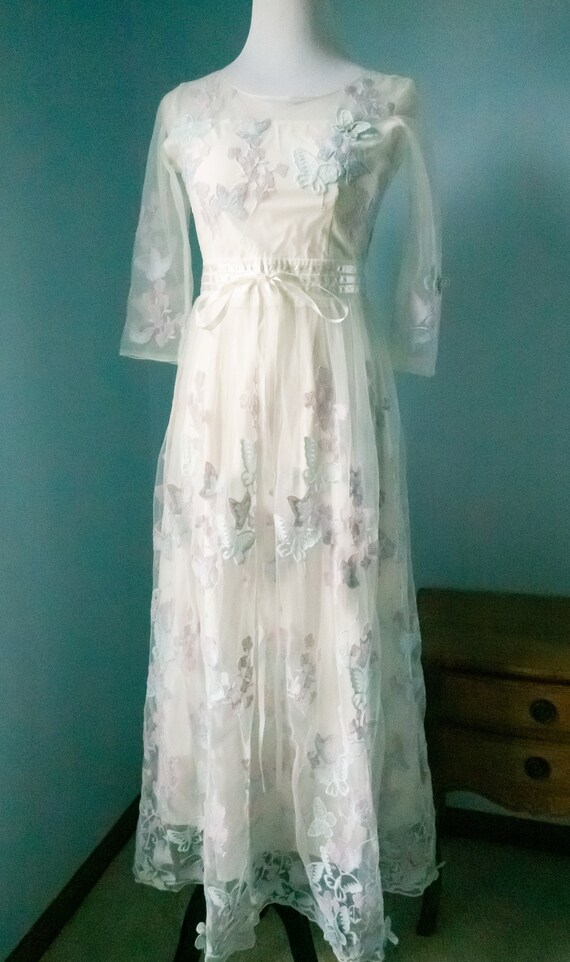 Vintage white dress, butterfly dress, dreamy flow… - image 7