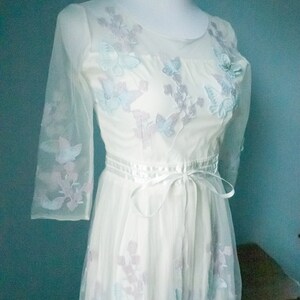 Vintage white dress, butterfly dress, dreamy flower butterfly dress image 9