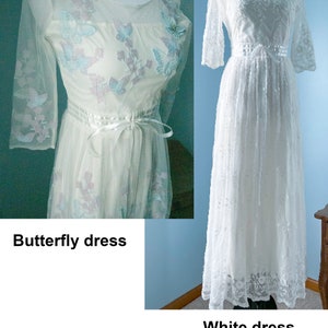 Vintage white dress, butterfly dress, dreamy flower butterfly dress image 1