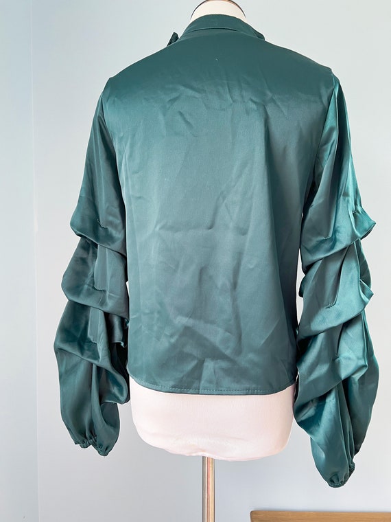Vintage blouse, dark green blouse with choker, sp… - image 4