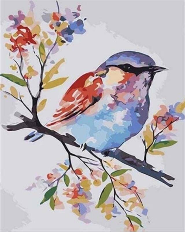 Fat Bird Exotic Pastel Paint by Numbers Art Design Painting by Numbers KIT  for Adults DIY Painting Gift Paint by Number Wall Office Decor 