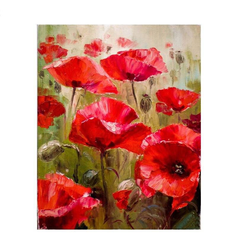 DIY Adults 50x40cm Paint by Numbers Seaside Red Poppy Flowers Etsy
