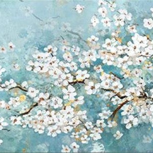 DIY Adults 40x80cm Paint By Numbers The Spring White Blossom On Canvas