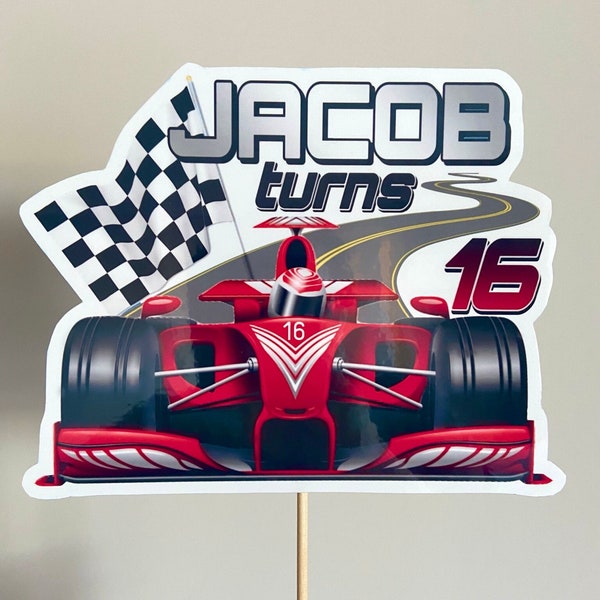 F1 Formula One Racing Car Theme Personalised Birthday Cake Topper Unofficial Handmade