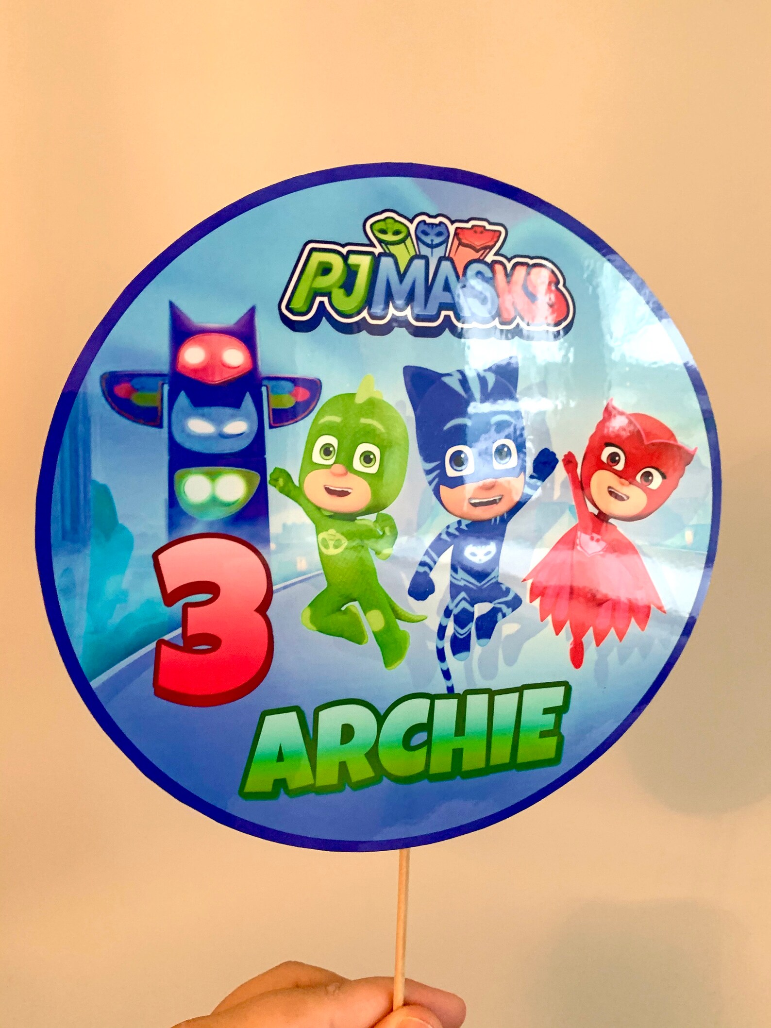 PJ Masks Personalised Birthday Cake Topper Wipeable Unofficial Etsy UK