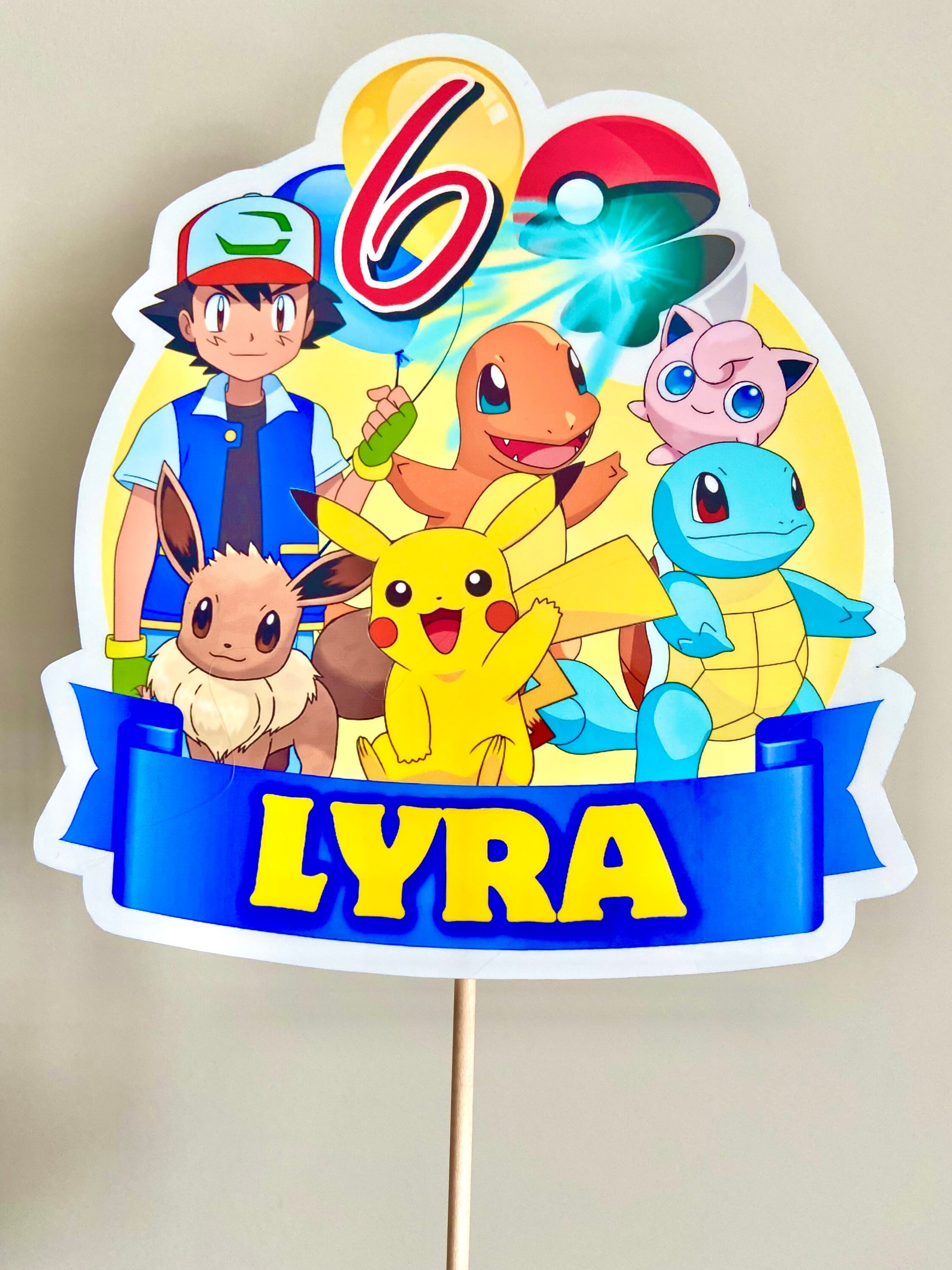 Pokemon Unofficial Personalised Birthday Cake Topper Handmade 