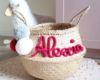 panier paille pompon