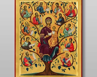 Icon of the Mother of God Tree of Jesse download digital file for printing Orthodox icon.
