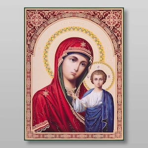 Icon of the Mother of God of Kazan download digital file for printing Orthodox icon.