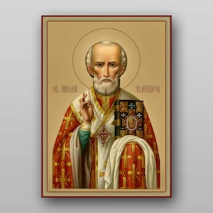 Icon of the Saint Nicholas - PRINTABLE DIGITAL DOWNLOAD. Religious Christian Orthodox icon in the temple of Ukraine.